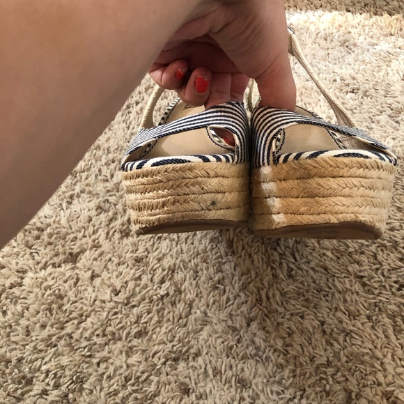 SPLENDID • striped peep toe platform wedges SZ 10 - Picture 3 of 5